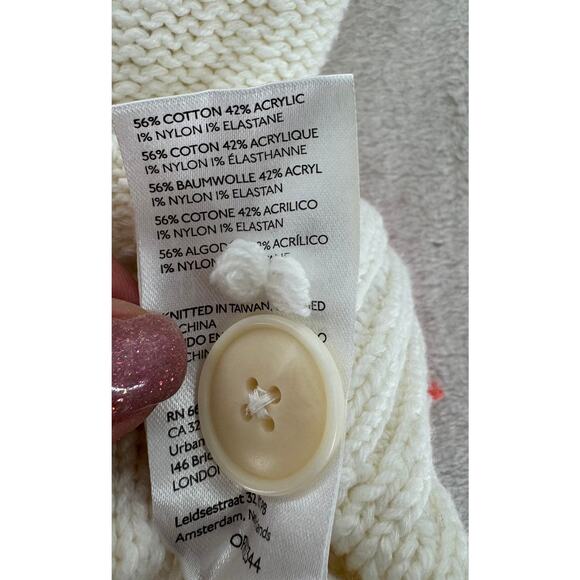 Maeve Anthropologie White Heart Cardigan Cotton Knit Grandpa Cardi Large 2XL XXL - Picture 8 of 8